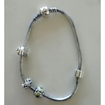 Silver bracelet with charms