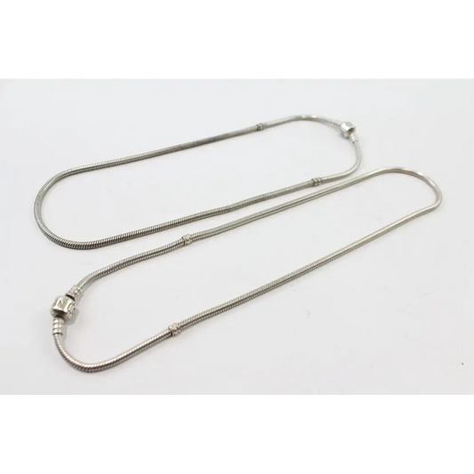 Silver necklace on a white background