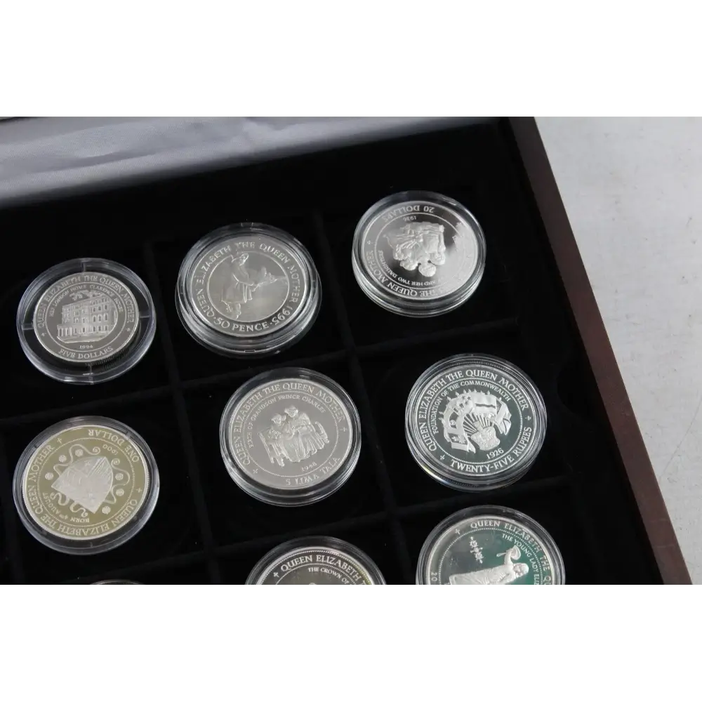 Partial Queen Mother Silver Crown Coin Set Display