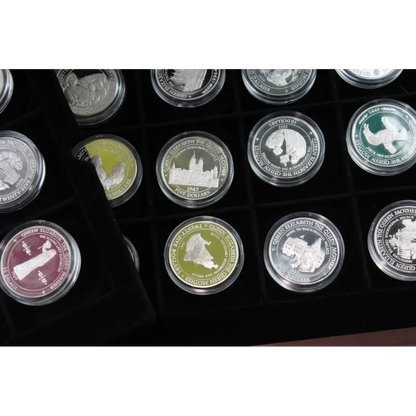 Elegant Queen Mother Silver Crown Coins Display, 705.75g Total