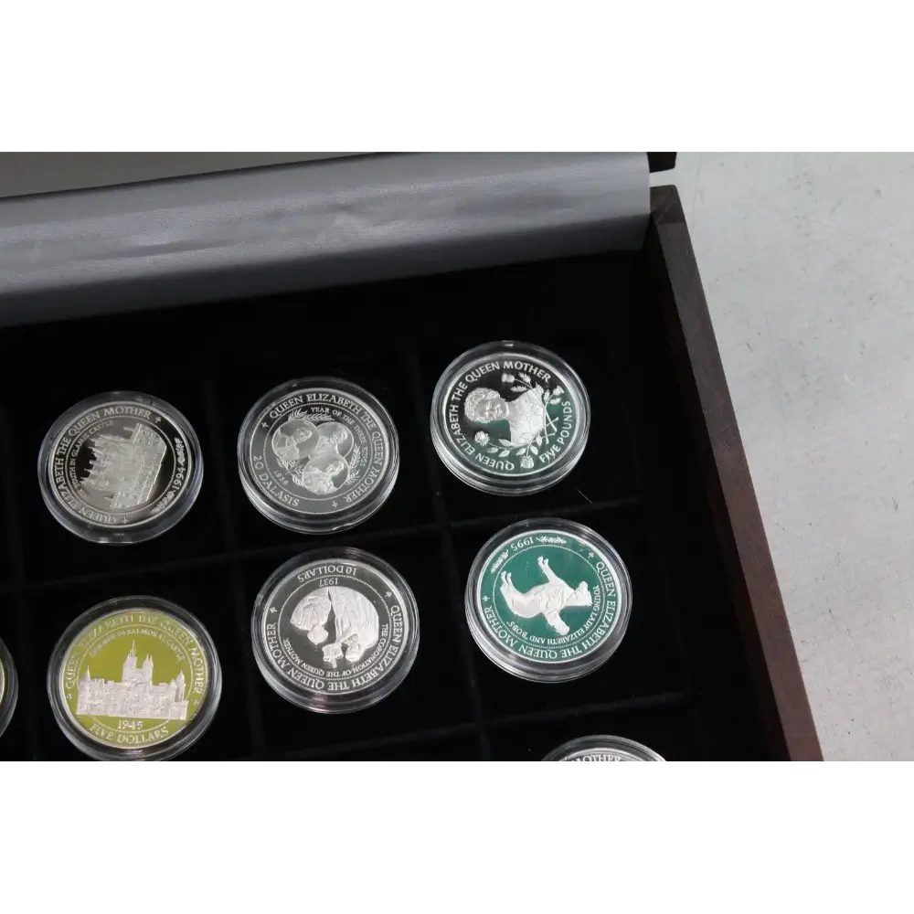 Detailed View of Queen Mother Silver Crown Coins, 705.75g
