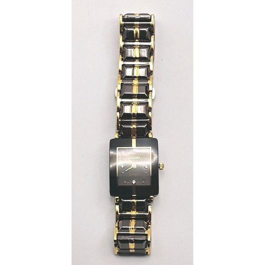 Black and gold watch