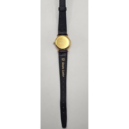 Gold watch with black strap 