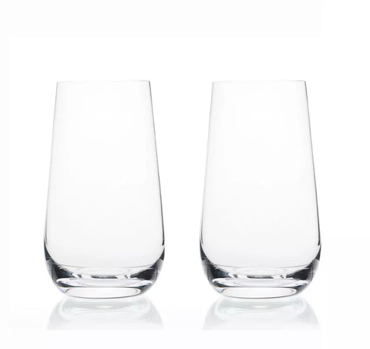 Two clear glass tumblers
