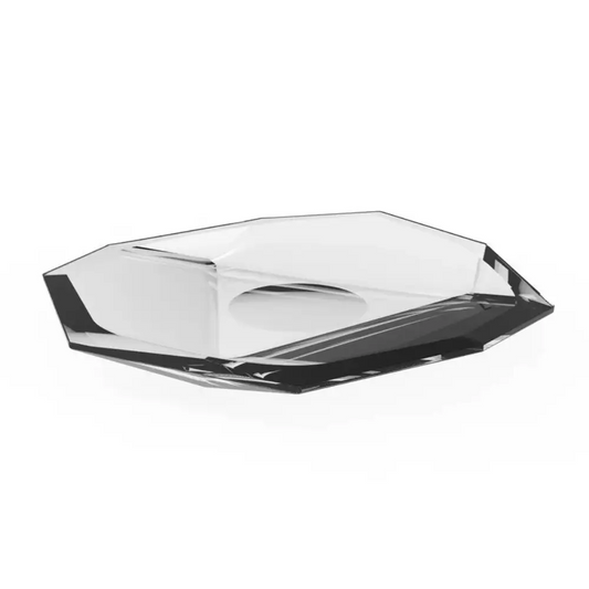 Clear glass tray with geometric design