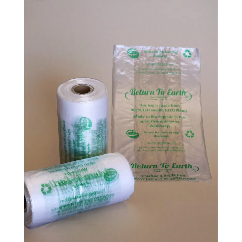 Two rolls of 'Return To Earth' plastic bags 