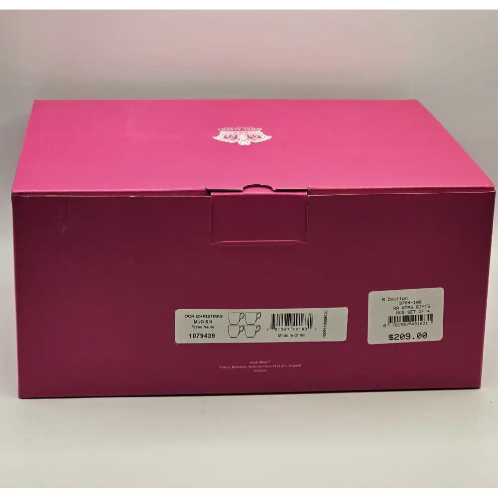 Pink box with a brand logo and product details
