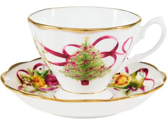 Royal Albert Old Country Roses Christmas Tree Teacup & Saucer Set