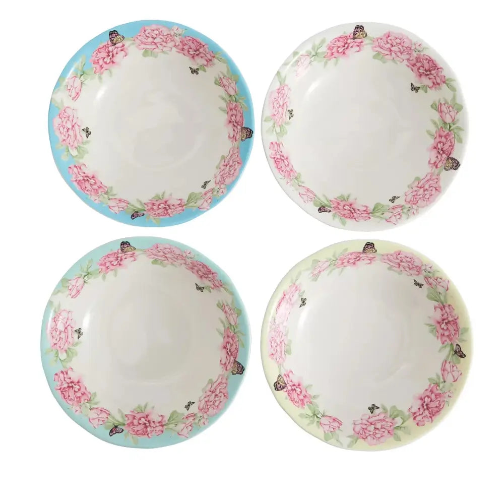 Lifestyle view of Royal Albert Miranda Kerr Floral Pasta Bowls on a dining table