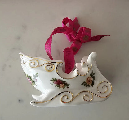 ase of Royal Albert Old Country Roses sleigh ornament