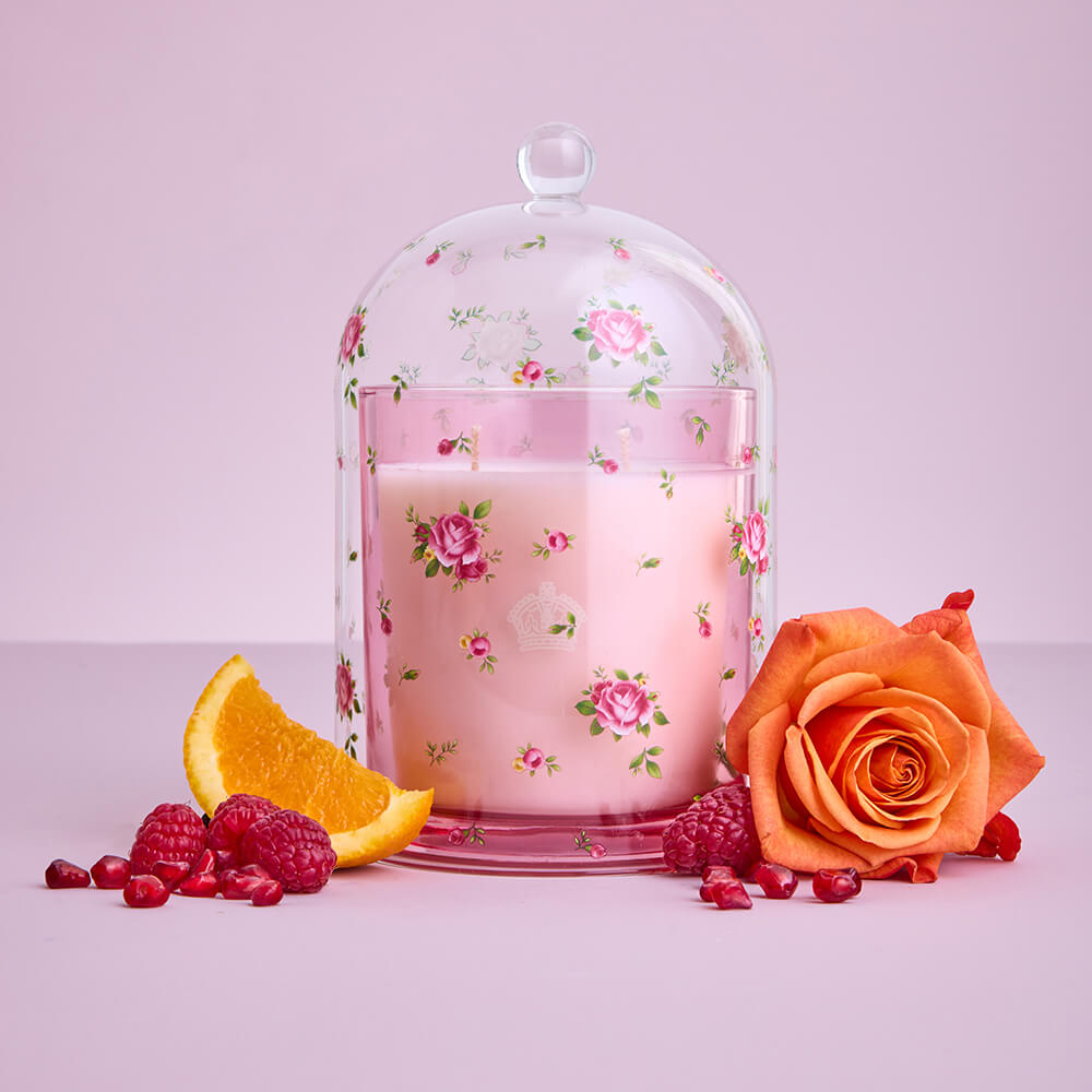 Royal Albert Petal & Flame Pomegranate Blossom Candle in Glass Jar