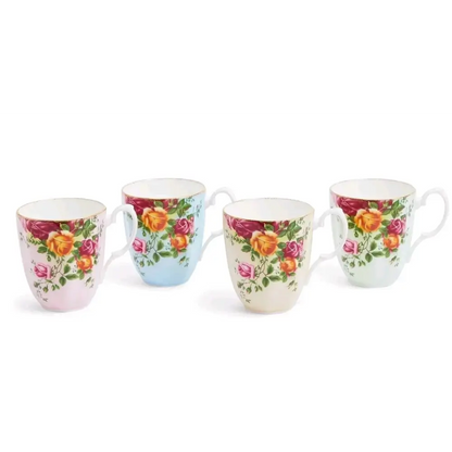 Royal Albert Old Country Roses Mixed Mug Set 400ml 4 Pieces with Gold Rim