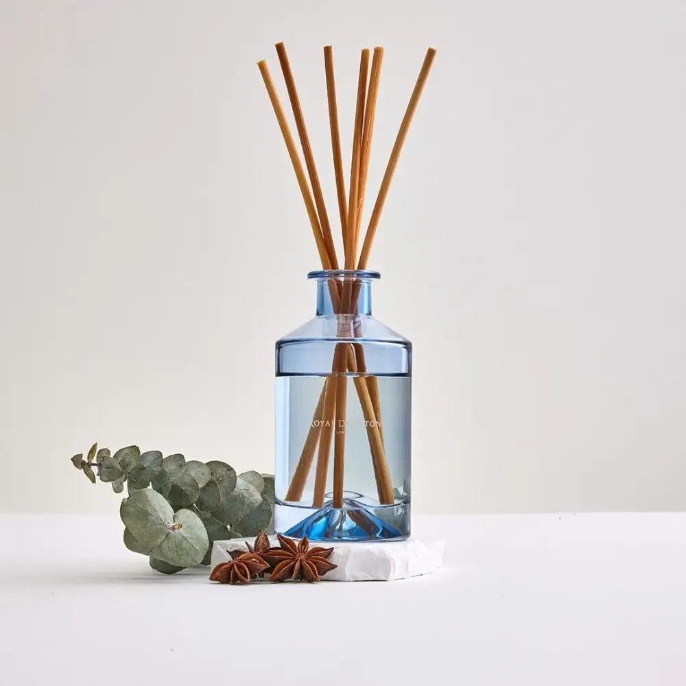 Reed diffuser with wooden sticks in a clear bottle 