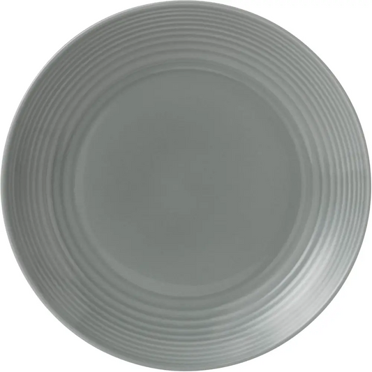 Gray ceramic plate 8.7 in with ribbed texture on a white background
