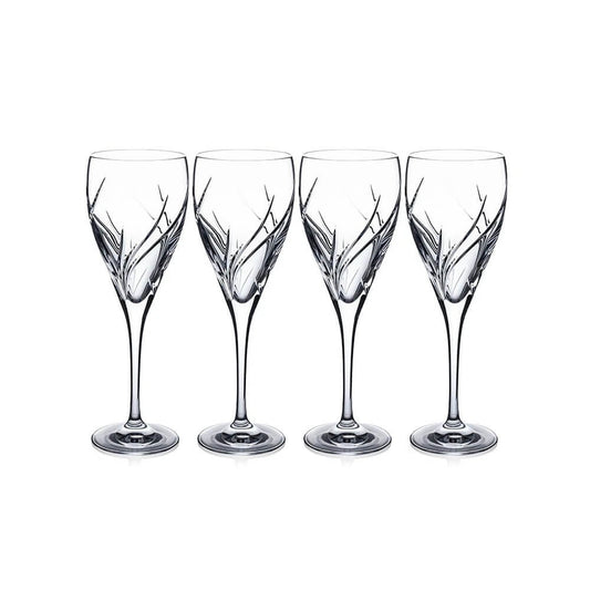 Set of four crystal wine glasses
