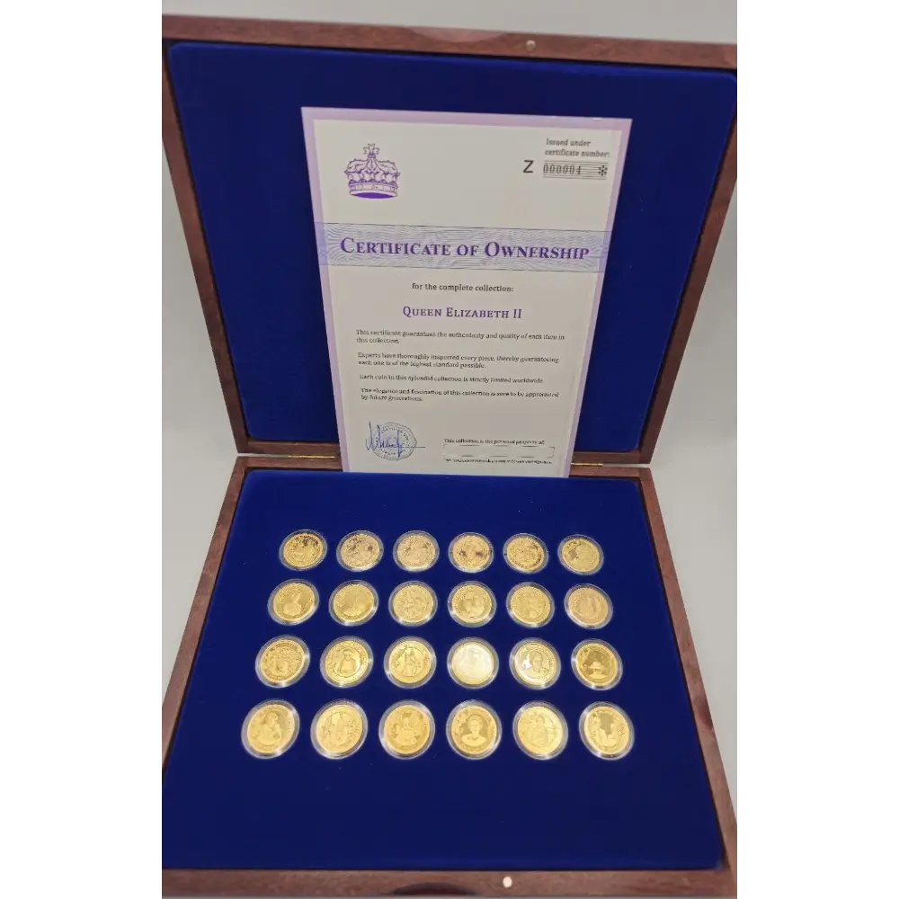 Royal House of Windsor gold plated collectible coin in box with COA