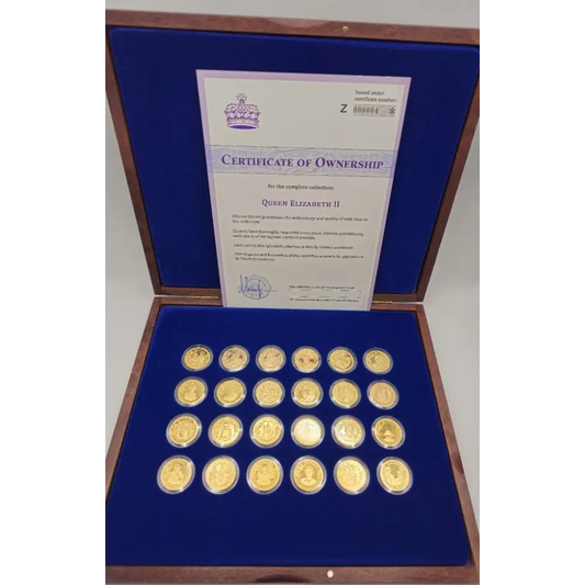 Royal House of Windsor gold plated collectible coin in box with COA