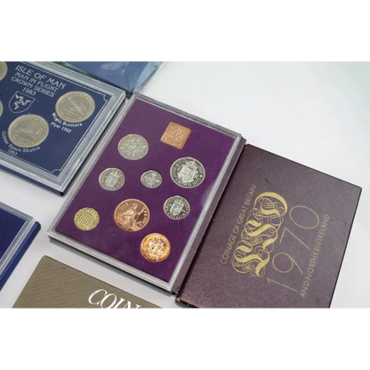 Assorted denominations in Royal Mint Britain Proof Sets 1970–1980