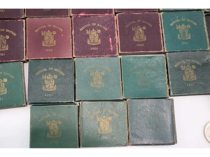 Boxed and unboxed 1951 Festival of Britain Crown Coins by Royal Mint
