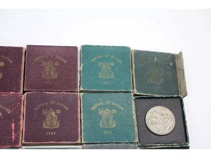 Vintage Royal Mint 1951 crowns showcasing post-war British heritage