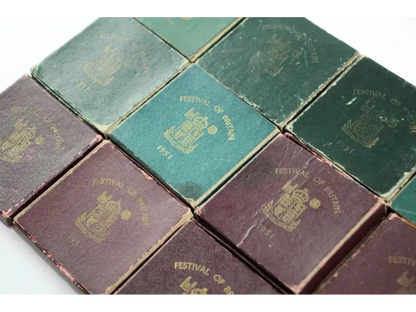 Boxed and unboxed vintage 1951 Festival of Britain crowns from Royal Mint