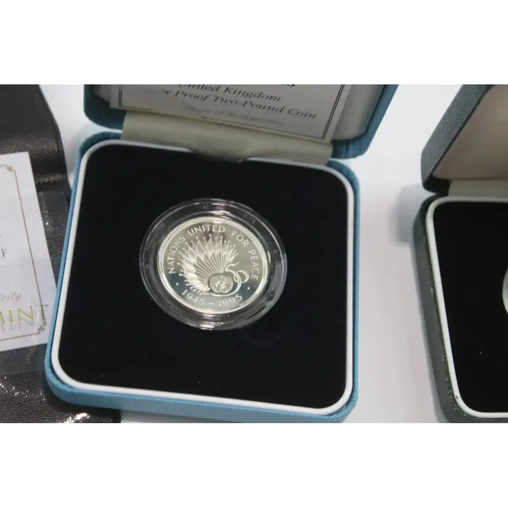 Close-up of Royal Mint Silver Proof Coins from Mixed Decimal Collection