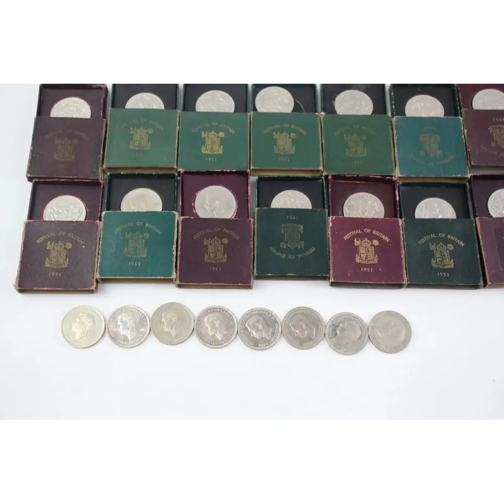 Front view of Royal Mint Vintage Festival of Britain Crown Coins – Boxed Set 1951