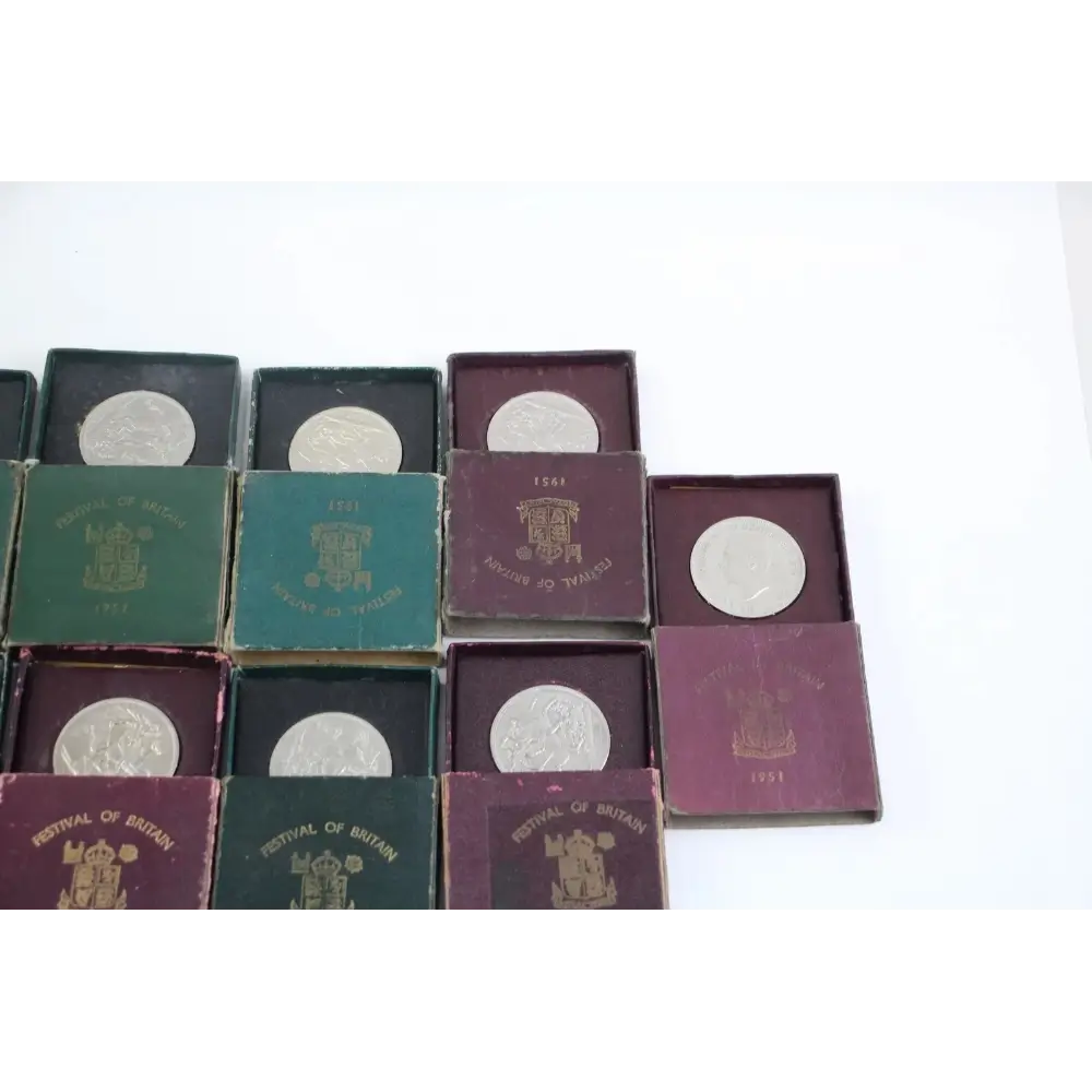 Premium display of Royal Mint Festival of Britain Boxed Coins