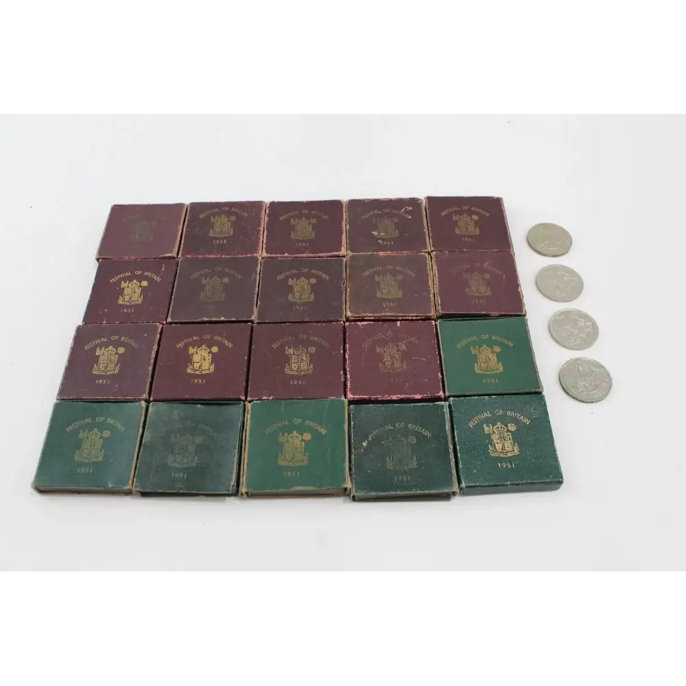 Front view of Royal Mint Vintage Festival of Britain Crown Coins – Job Lot 24 (1951)