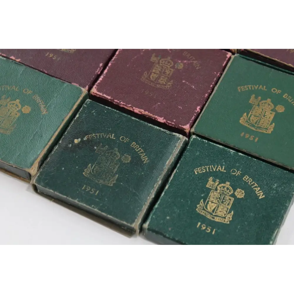 Detailed craftsmanship of Royal Mint Festival of Britain Crown Coins 1951