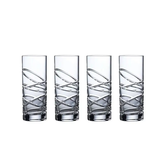Four crystal glasses with wavy design