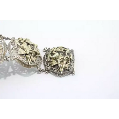 Silver bracelet with intricate designs