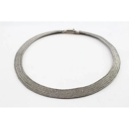 Silver necklace on a white background