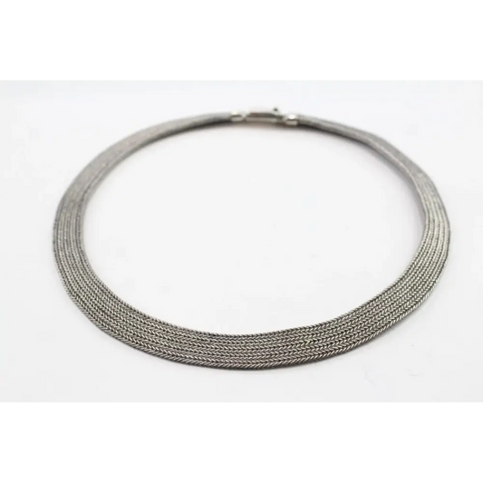 Silver necklace on a white background