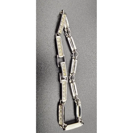 Silver bracelet with clear stones