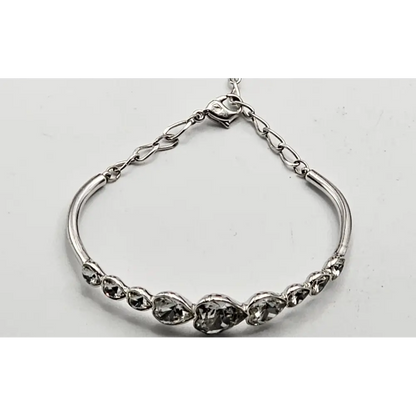 Silver bracelet with clear stones