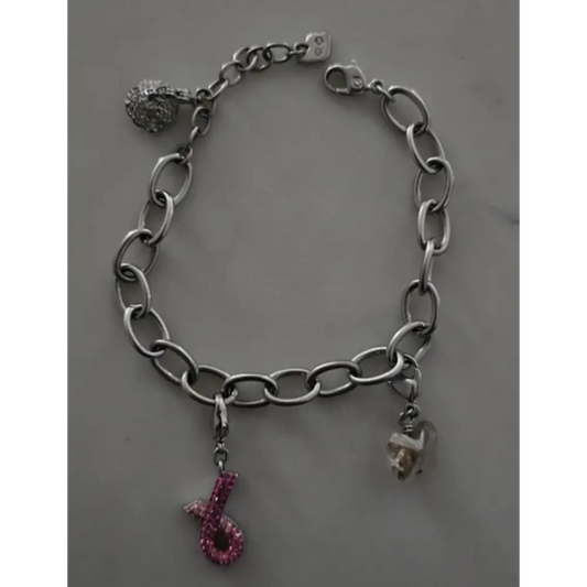 Silver chain bracelet with charms