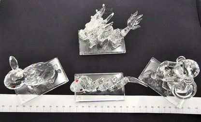 Clear rabbit-shaped objects on a black