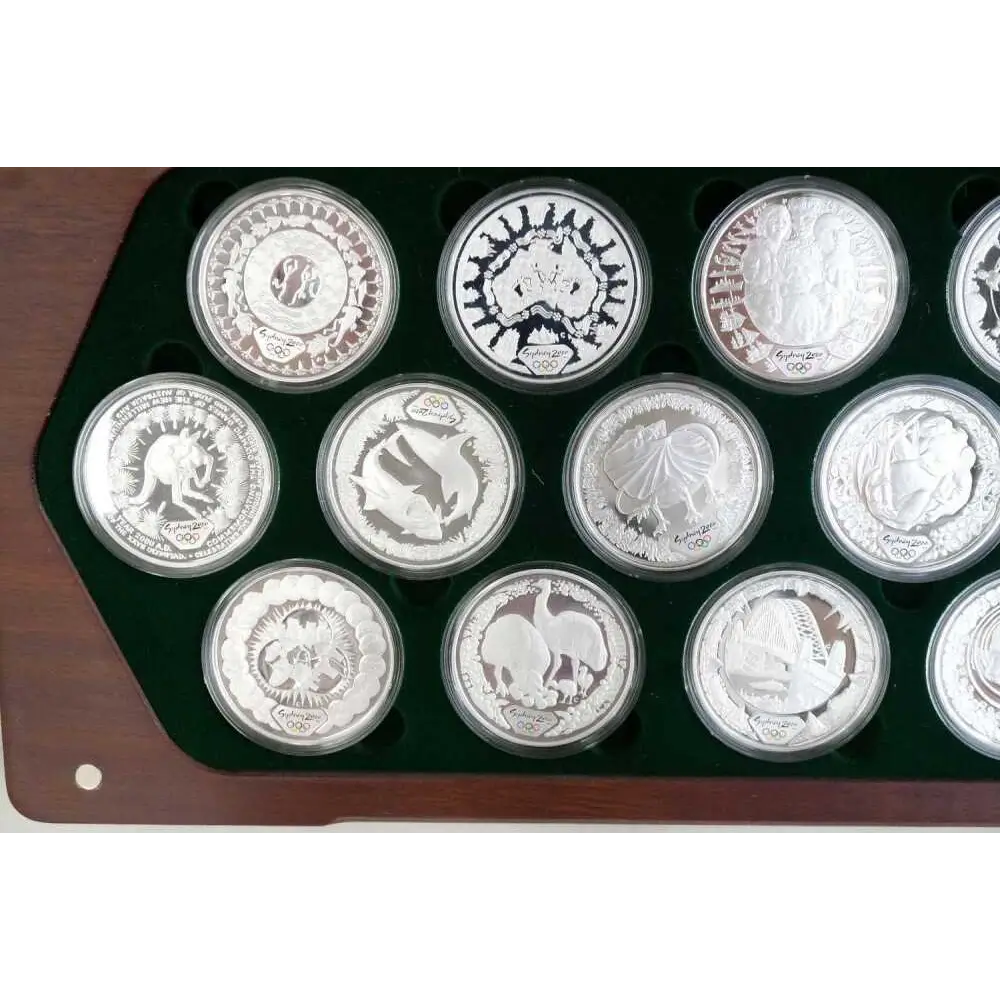 Full Set of 16 Sydney 2000 Olympic Silver Proof Coins - 506g Fine Silver