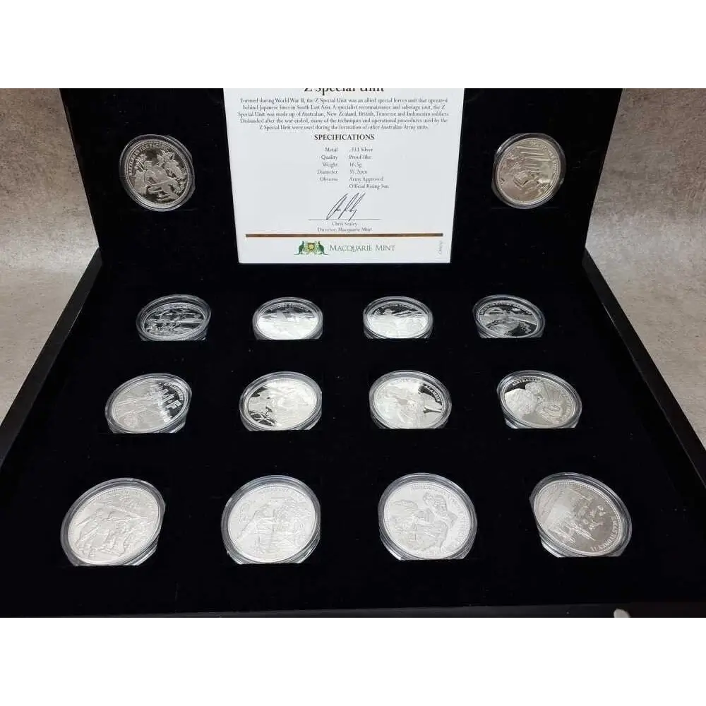 Macquarie Mint Second World War silver collection certificate of authenticity 16 medallions from our Vintage British Coins & Commemorative Sets Australia