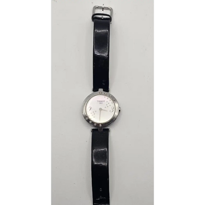 Wristwatch with black strap