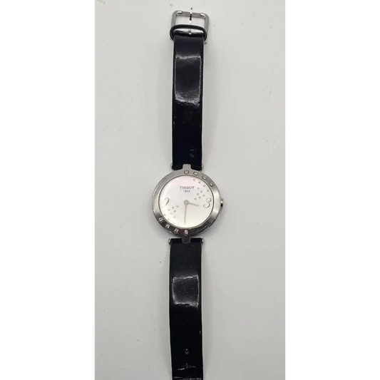 Wristwatch with black strap