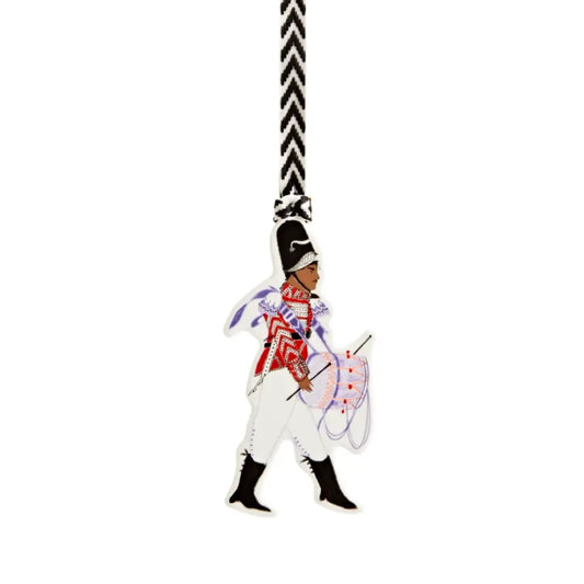 Decorative ribbon with a soldier figure holding for Christmas tree decor