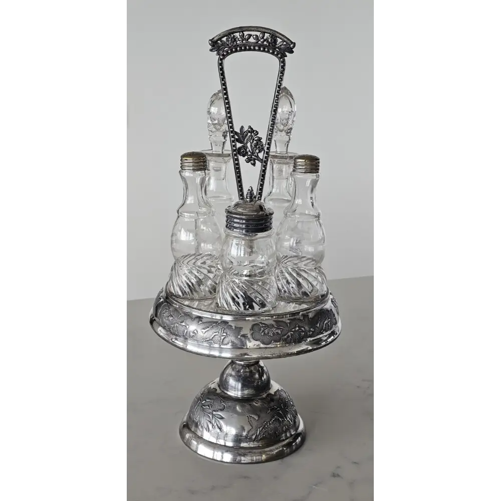Vintage Rogers & Bro. Silver Plated Oil and Vinegar Set 19th Century Style