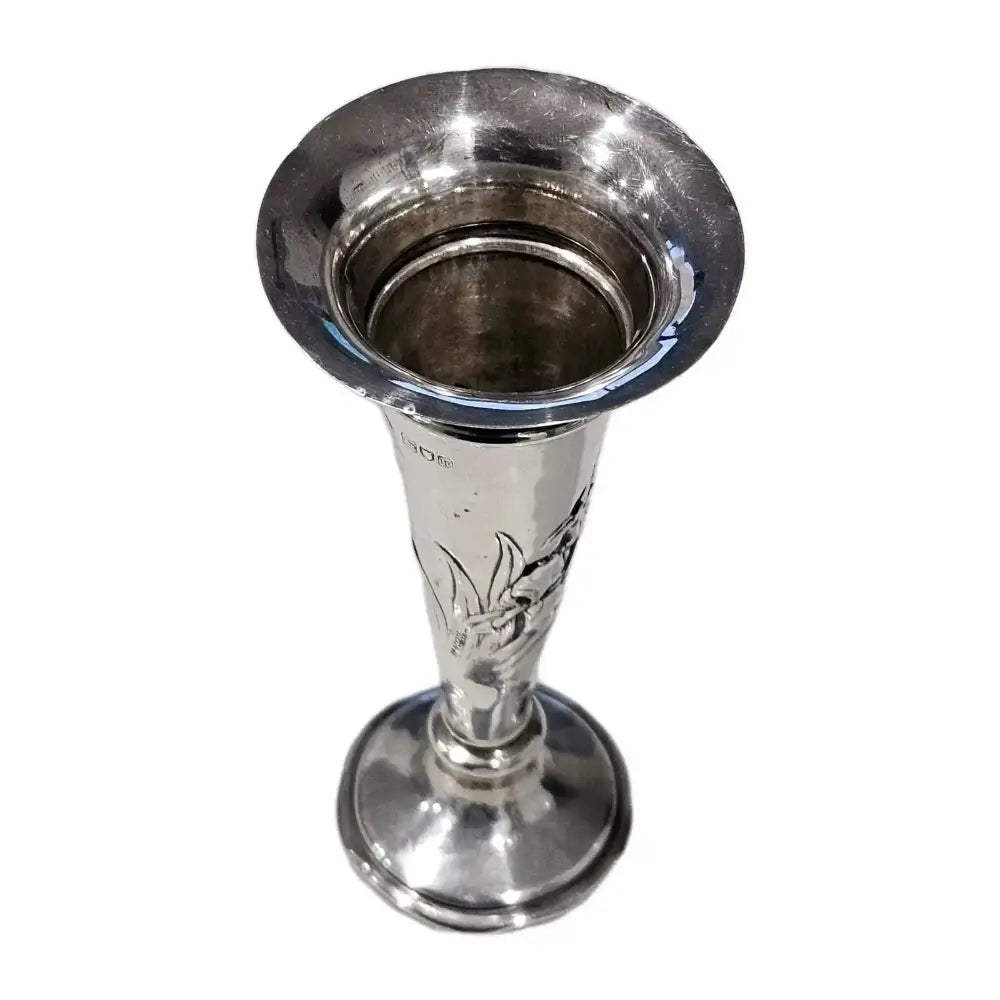 Authentic 1905 London Hallmarks on Hardy Bros Sterling Silver Trumpet Vase