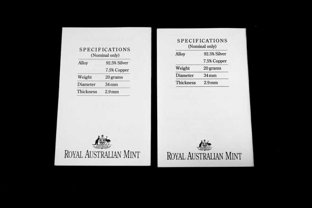 Two Birds of Australia silver proof coins in presentation case with certificates