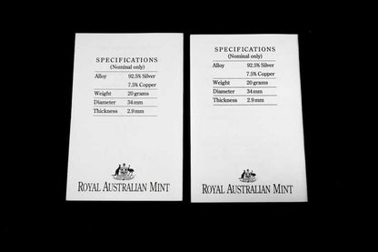 Two Birds of Australia silver proof coins in presentation case with certificates