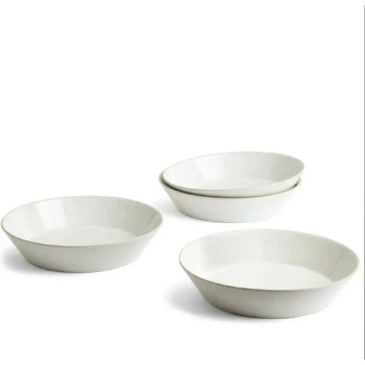 Four white ceramic bowls