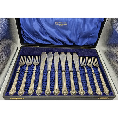Antique Victorian fish knife and fork set by C. Bradley & Sons