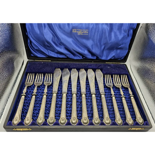 Antique Victorian fish knife and fork set by C. Bradley & Sons